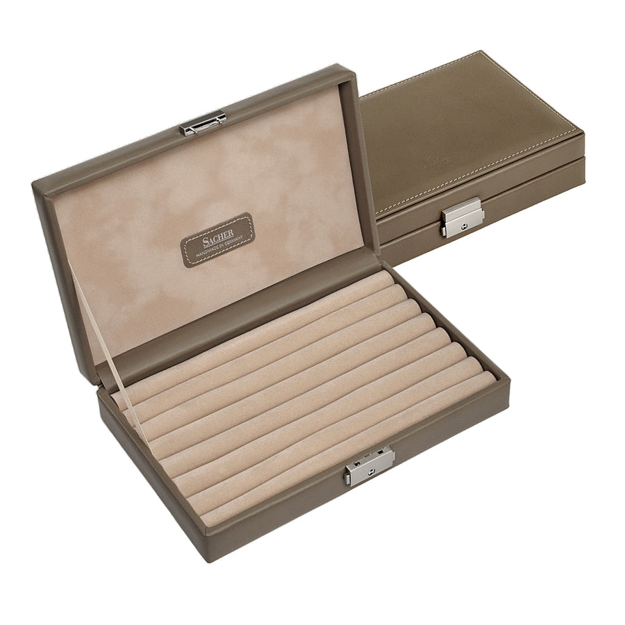 Coffret à bijoux pour bagues nature / taupe (cuir)