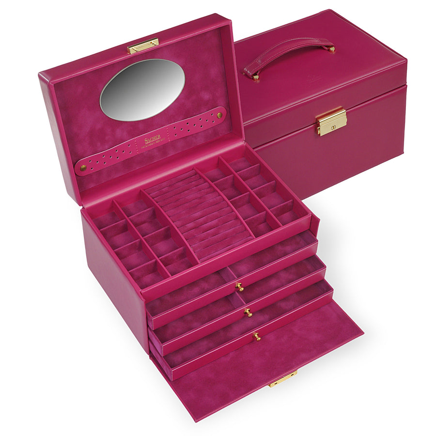 Coffret à bijoux Karen colisimo / rose (cuir de vachette pleine fleur)