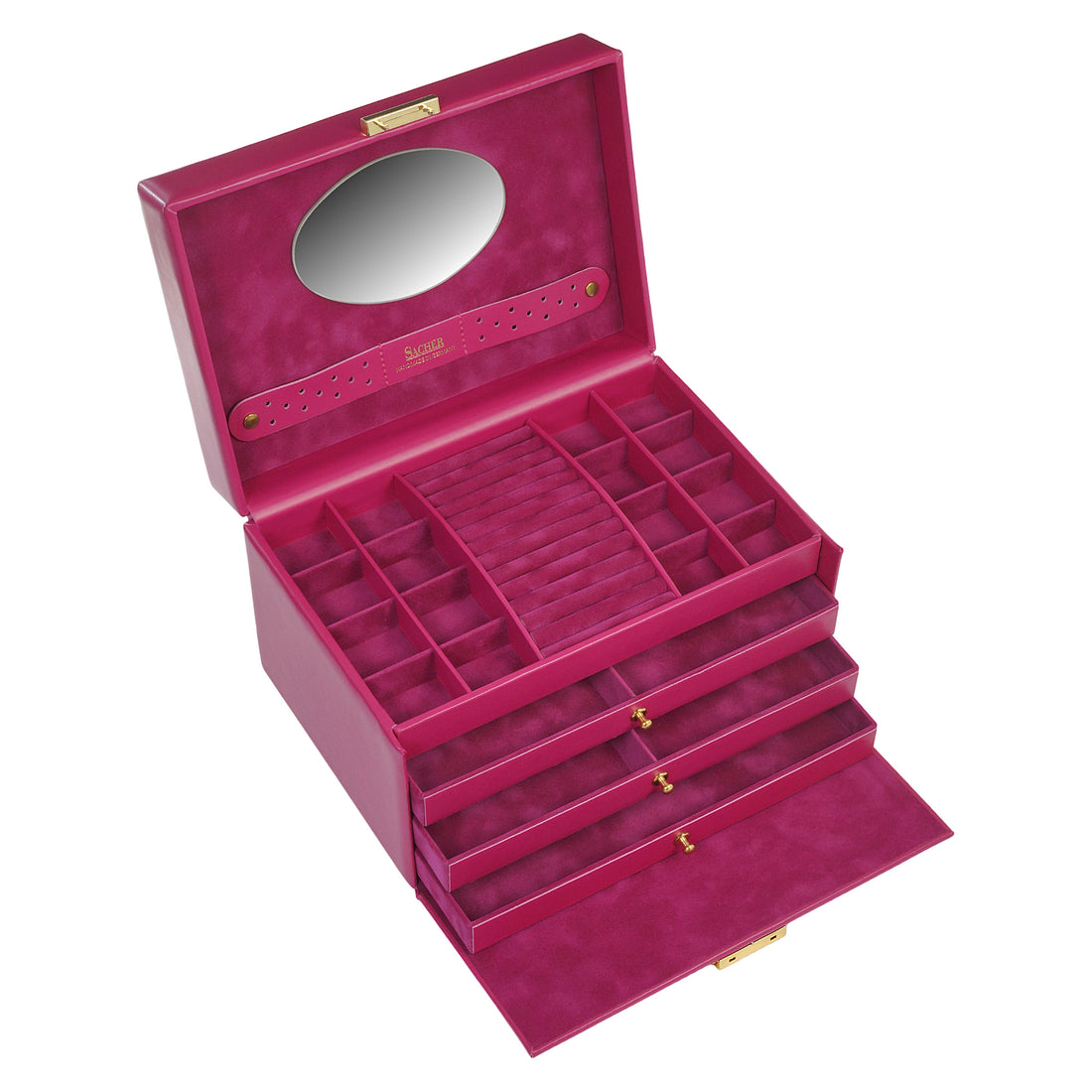 Caja de joyas Karen colisimo / rosa (cuero de vaca completo)