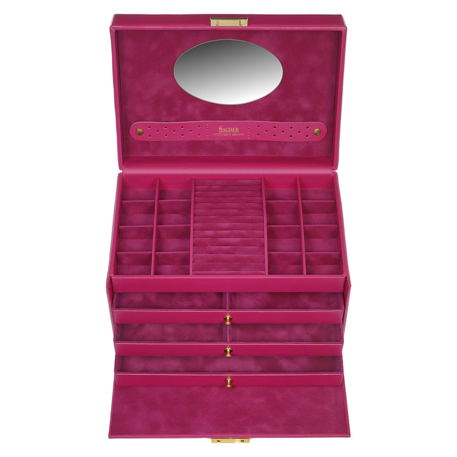 Coffret à bijoux Karen colisimo / rose (cuir de vachette pleine fleur)