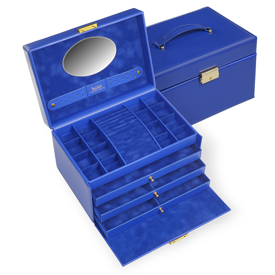 Caja de joyas Karen colisimo / azul (cuero de vaca completo)