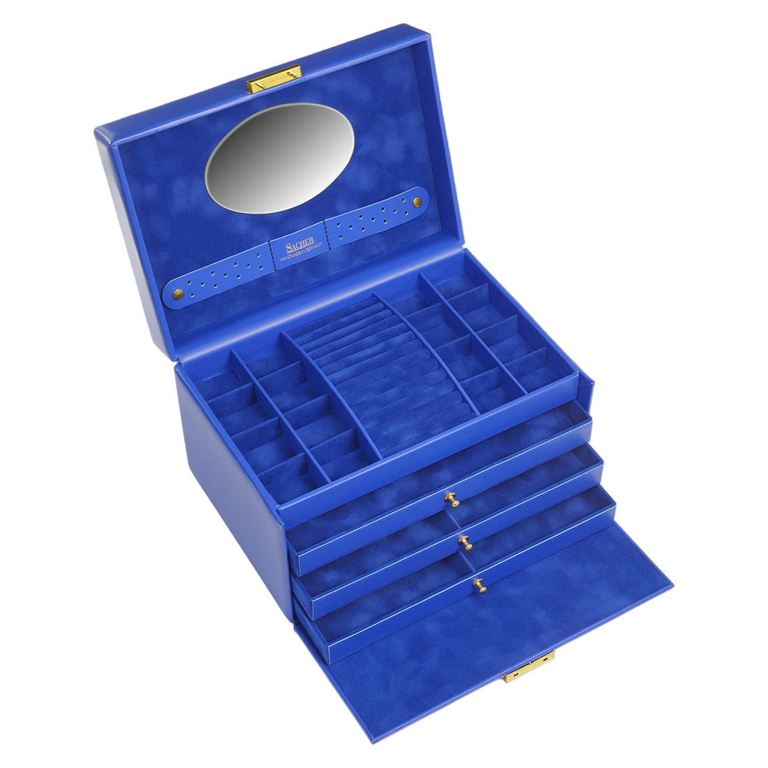 Caja de joyas Karen colisimo / azul (cuero de vaca completo)