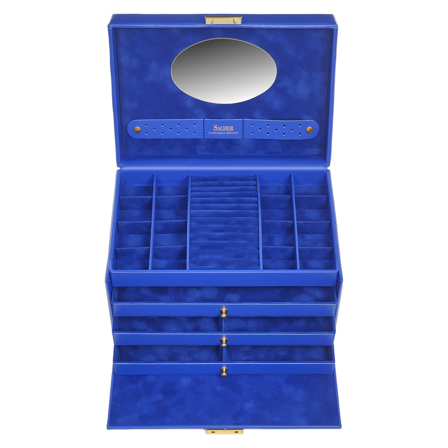 Coffret à bijoux Karen colisimo / bleu (cuir de vachette pleine fleur)