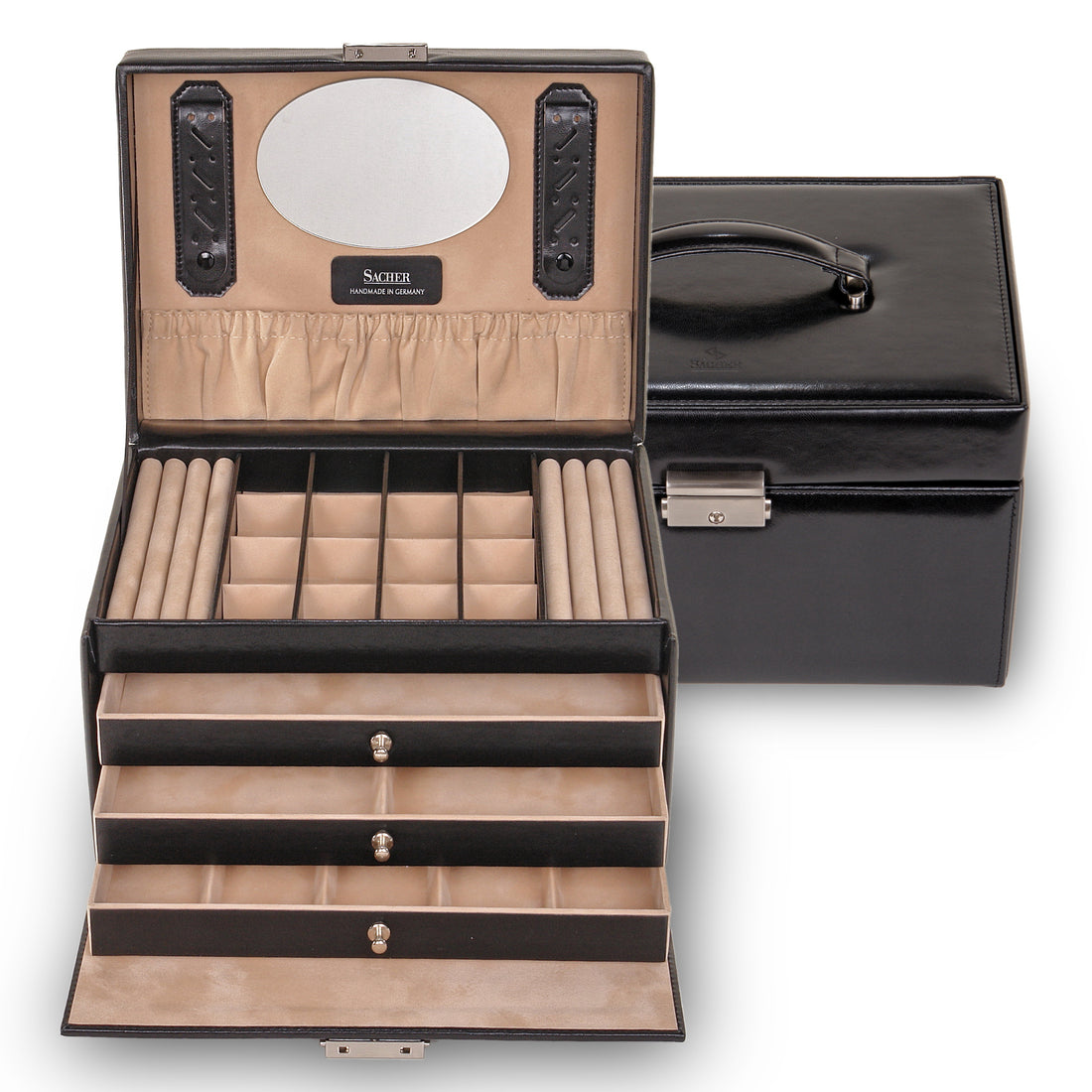 Caja de joyas Lena new classic / negro (cuero)