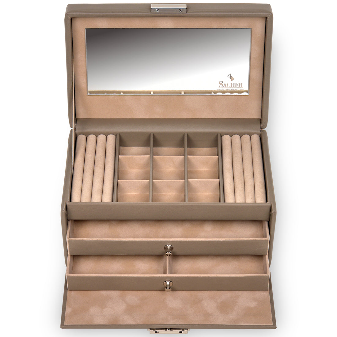 Coffret à bijoux Elly nature / taupe (cuir)