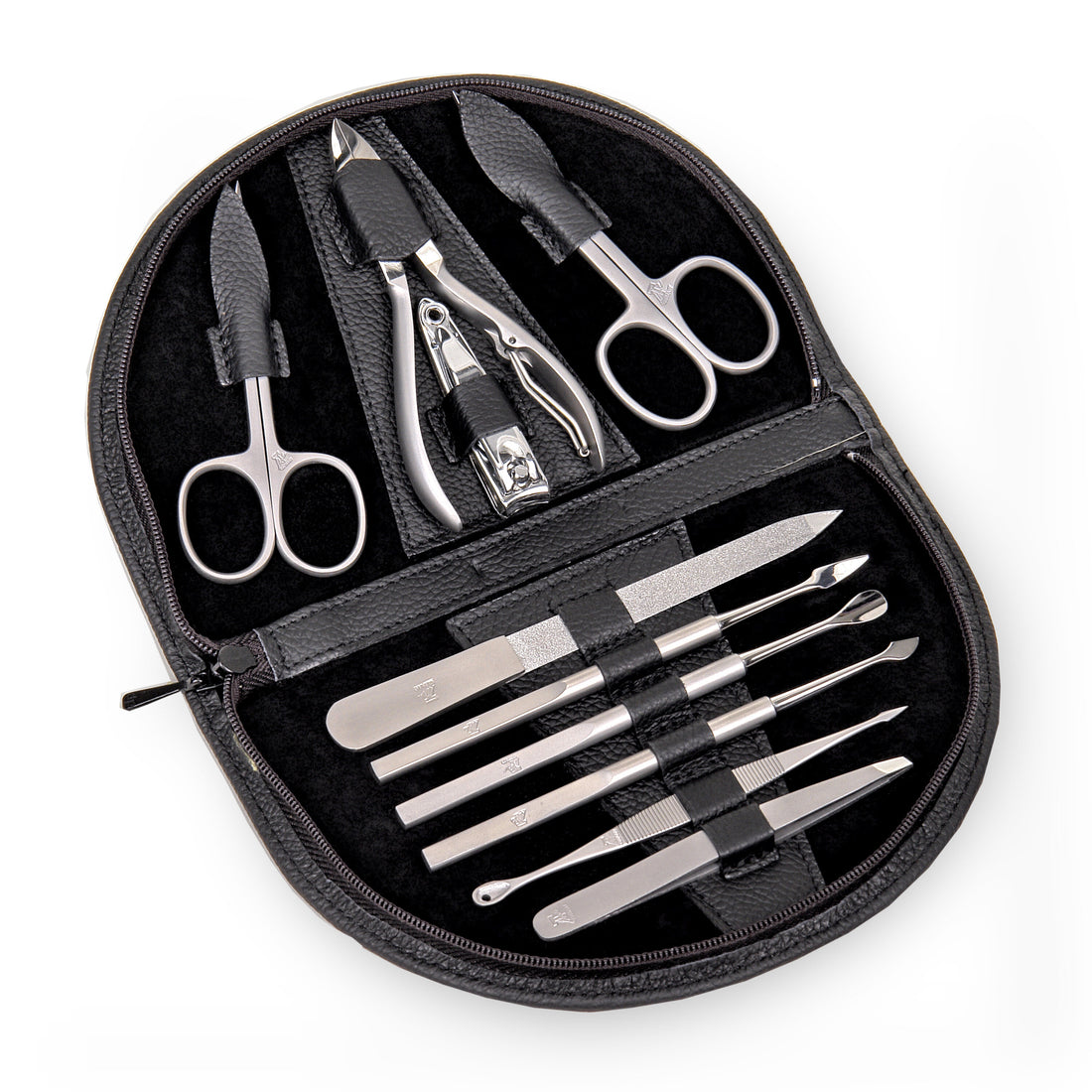 Astuccio per manicure da 10 pezzi Set manicure / nero (pelle)