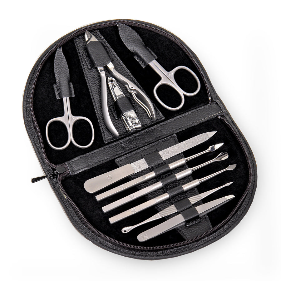 10 pcs. manicure set Manikürenset / black (leather)